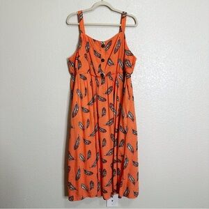 Torrid Cross Hatch Pinafore Feather Coral Midi Dress, Size 2X